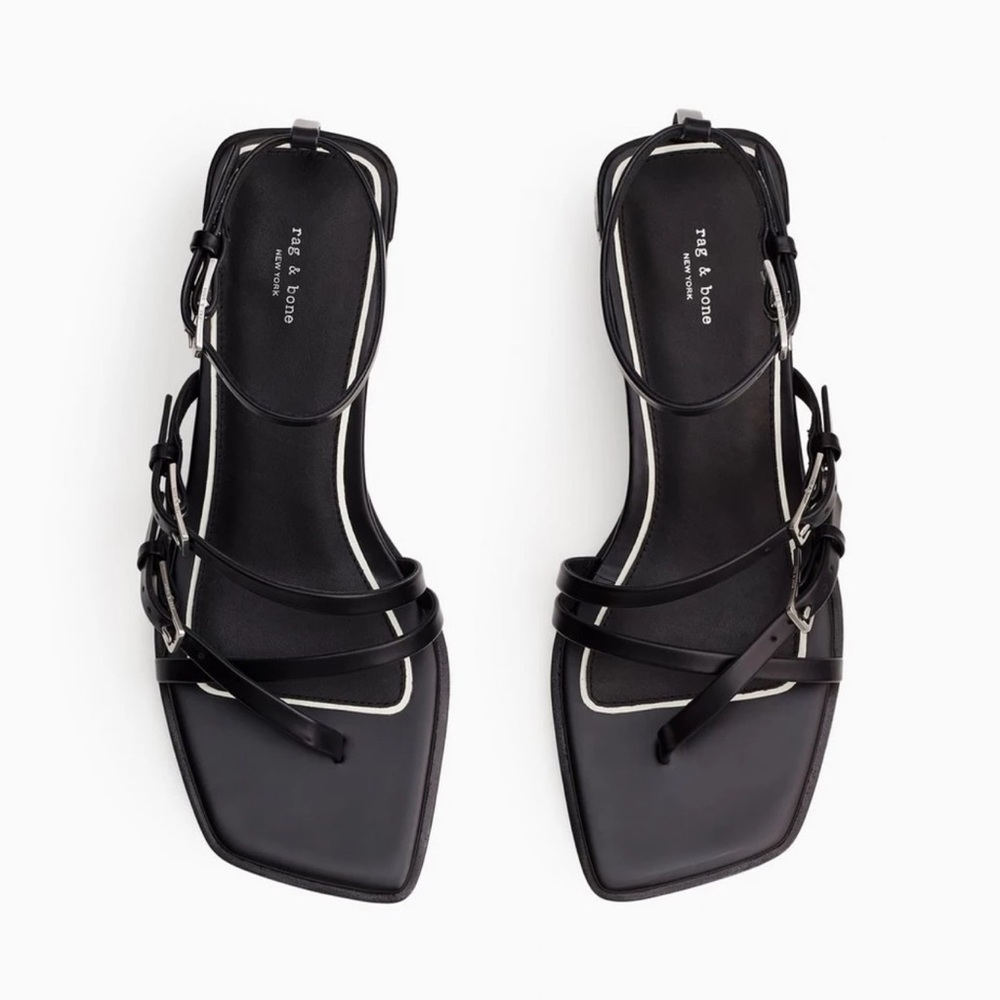 Rag & Bone CALLIOPE Black Leather 
Black Strappy Sandals 38.5